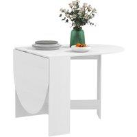 HOMCOM Folding Dining Table, Drop Leaf Table for Small Spaces, Oval Tabletop for Dining Room, Ash Wood-Effect
