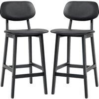 HOMCOM Bar Stools Set of 2, Modern Breakfast Bar Chairs, Faux Leather Upholstered Kitchen Stools wit