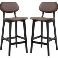 HOMCOM Bar Stools Set of 2, Modern Breakfast Bar Chairs, Faux Leather Upholstered Kitchen Stools wit