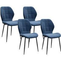 HOMCOM Set of Four Flannel Relaxed Tub Dining Chairs - Dark Blue Aosom UK