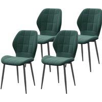 HOMCOM Set of Four Flannel Relaxed Tub Dining Chairs - Green Aosom UK