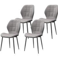 HOMCOM Set of Four Flannel Relaxed Tub Dining Chairs - Light Blue