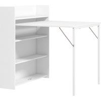 HOMCOM Kitchen Table, Folding Dining Table, with 4-Tier Shelves, Modern Drop-Leaf Table, White