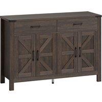 HOMCOM Kitchen Cupboard, Sideboard with 4 Doors, 2 Drawers and 2 Adjustable Shelves for Dining Room, Dark Brown