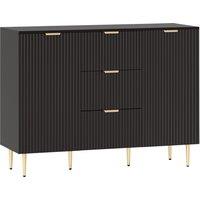 HOMCOM 2-Door Sideboard with 3 Drawers and Adjustable Shelves - Black