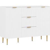 HOMCOM Sideboard Buffet Cabinet, Modern Kitchen Storage Cabinet with 3 Drawers and Adjustable Shelves for Hallway, White Aosom UK