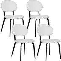 HOMCOM Boucle Dining Chairs Set of 4, Modern Upholstered Sherpa Kitchen Chairs with Backrest, Metal Legs and Padded Seat for Dining Room, Bedroom, Living Room, White