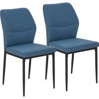 HOMCOM Velvet Dining Chairs Set of 2, Modern Upholstered Kitchen Chairs with Metal Legs, Curved Back and Padded Seat, Armless Side Chairs for Dining Room, Bedroom, Living Room, Blue