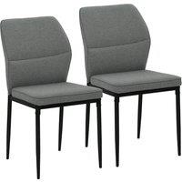 HOMCOM Velvet Dining Chairs Set of 2, Modern Upholstered Kitchen Chairs with Metal Legs, Curved Back and Padded Seat, Armless Side Chairs for Dining Room, Bedroom, Living Room, Grey