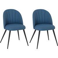 HOMCOM Velvet Dining Chairs Set of 2, Modern Upholstered Kitchen Chairs with Metal Legs, Shell Backrest and Padded Seat for Dining Room, Bedroom, Living Room, Vanity, Blue