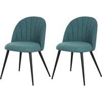 HOMCOM Velvet Dining Chairs Set of 2, Modern Upholstered Kitchen Chairs with Metal Legs, Shell Backrest and Padded Seat for Dining Room, Bedroom, Living Room, Vanity, Green