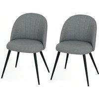 HOMCOM Velvet Dining Chairs Set of 2, Modern Upholstered Kitchen Chairs with Metal Legs, Shell Backrest and Padded Seat for Dining Room, Bedroom, Living Room, Vanity, Grey