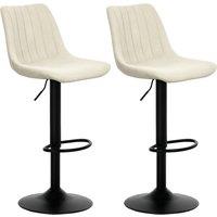 HOMCOM Set of Two Chenille-Feel Tub Bat Stools - Beige