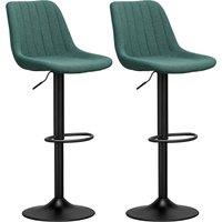 HOMCOM Set of Two Chenille-Feel Tub Bat Stools - Green