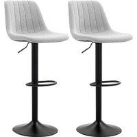 HOMCOM Set of Two Chenille-Feel Tub Bat Stools - Grey