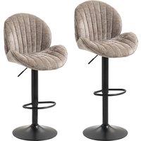 HOMCOM Bar Stools Set of 2, Swivel Barstools with Back, Adjustable Height and Footrest for Kitchen Island, Dining Room, Brown