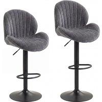 HOMCOM Bar Stools Set of 2, Swivel Barstools with Back, Adjustable Height and Footrest for Kitchen Island, Dining Room, Grey