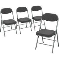 HOMCOM Set of Four Folding Corduroy Seat Chairs - Dark Grey