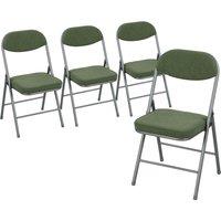 HOMCOM Set of Four Folding Corduroy Seat Chairs - Green
