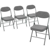 HOMCOM Set of Four Folding Corduroy Seat Chairs - Grey