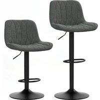 HOMCOM Bar Stools Set of 2, Height Adjustable Swivel Barstools with Backrest and Anti-Cat-Scratch Material for Kitchen, Breakfast Counter, Charcoal Grey