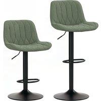 HOMCOM Breakfast Bar Stools Set of 2 Linen upholstery 60-80cm Adjustable Height 360Swivel Bar Stools Suitable for Kitchen Island, Bars - Green