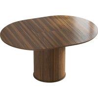 HOMCOM Extendable Round Dining Table Kitchen Table Hidden Leaf Storage Pedestal Base Seats 6-8 110-150 cm Dark Walnut