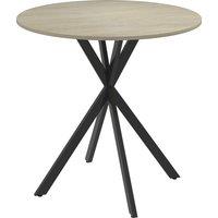 HOMCOM 80cm Industrial Round Dining Table - Oak