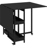 HOMCOM Four-Person Drop Leaf Table - Black Wood-Effect