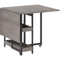 HOMCOM Industrial Folding Dining Table, Drop Leaf Table with Open Compartments for Small Spaces, Kitchen, Dining Room, Grey