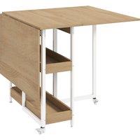 HOMCOM Four-Person Drop Leaf Table - Natural Wood-Effect