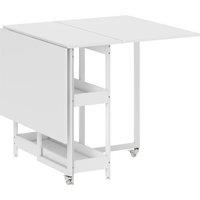 HOMCOM Industrial Folding Dining Table, Drop Leaf Table with Open Compartments for Small Spaces, Kitchen, Dining Room, White