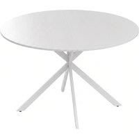 HOMCOM Dining Table for 4, 120 cm Industrial Kitchen Table with Wood Effect Tabletop and Steel Legs, White