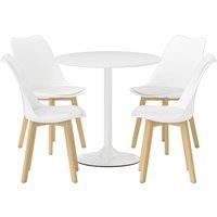 HOMCOM Five-Piece Modern Dining Set - White