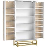 HOMCOM 119.5 cm Kitchen Cupboard, Freestanding Kitchen Cabinet with Double Doors, 5 Tiers, 12 Spice Racks, White