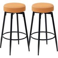 HOMCOM Set of Two Faux Leather Bar Stools - Brown/Black