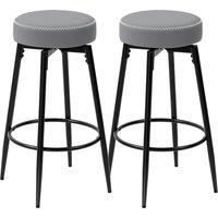 HOMCOM Set of Two Faux Leather Bar Stools - Grey/Black
