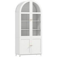 HOMCOM 180cm Tall Kitchen Cupboard, Storage Cabinet with Adjustable Shelves, Acrylic Doors for Living Room, Dining Room, White