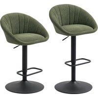 HOMCOM Set of Two Relaxed Tub Bar Stools - Dark Green