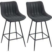 HOMCOM Set of 2 PU Leather Swivel Bar Stools - Black