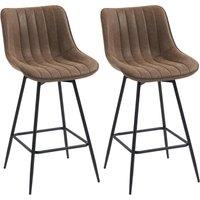 HOMCOM Set of 2 PU Leather Swivel Bar Stools - Brown