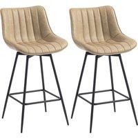 HOMCOM Set of 2 PU Leather Swivel Bar Stools - Light Brown