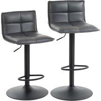 HOMCOM Set of Two Modern Faux Leather Bar Stools - Dark Grey