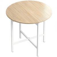 HOMCOM Folding Dining Table, Drop Leaf Extendable Kitchen Table for Small Spaces, Steel Frame, Natural Wood Finish