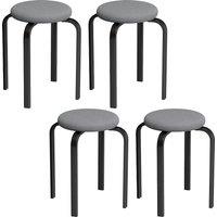 HOMCOM Stackable Stools Modern Cushioned Round Backless Stools Set of 4 Kitchen Dining Room Dark Grey