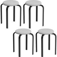 HOMCOM Stackable Stools Modern Cushioned Round Backless Stools Set of 4 Kitchen Dining Room Grey