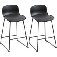 HOMCOM Modern Bar Stools Set of 2, PU Leather Barstools, Counter Height Kitchen Chairs for Breakfast Bars, Dining Room, Black
