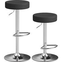 HOMCOM Bar Stools Set of 2, Modern PU Leather Swivel Barstools, Height Adjustable Breakfast Bar Chairs with Footrest, Black