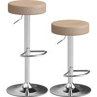 HOMCOM Bar Stools Set of 2, Modern PU Leather Swivel Barstools, Height Adjustable Breakfast Bar Chairs with Footrest, Brown