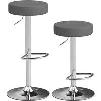 HOMCOM Bar Stools Set of 2, Modern PU Leather Swivel Barstools, Height Adjustable Breakfast Bar Chairs with Footrest, Grey